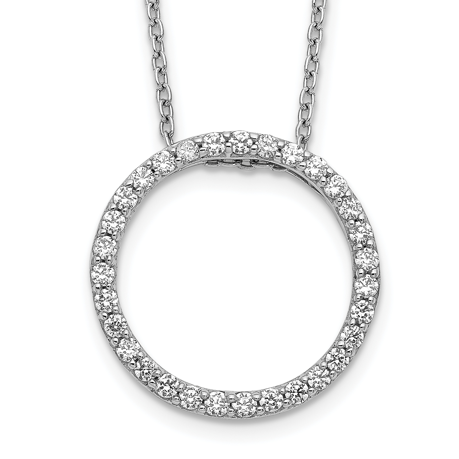14k White Gold 1/2 carat Diamond Circle 18 inch Necklace (PM3781-050-WA)