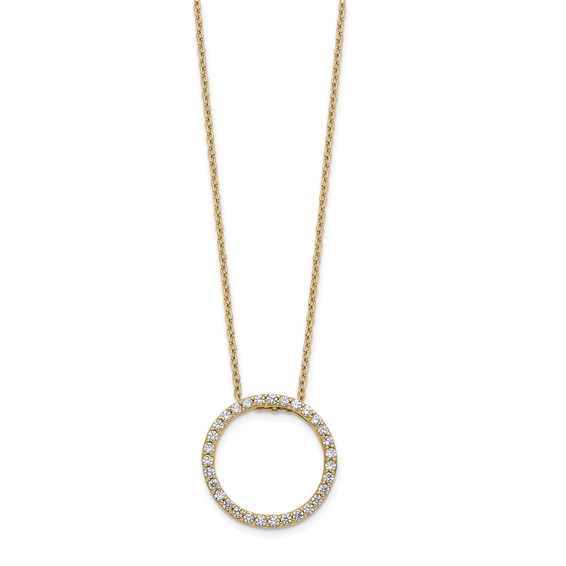 14k Polished 1/2 carat Diamond Circle 18 inch Necklace