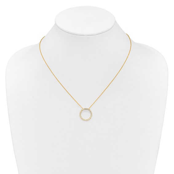 14k Polished 1/2 carat Diamond Circle 18 inch Necklace