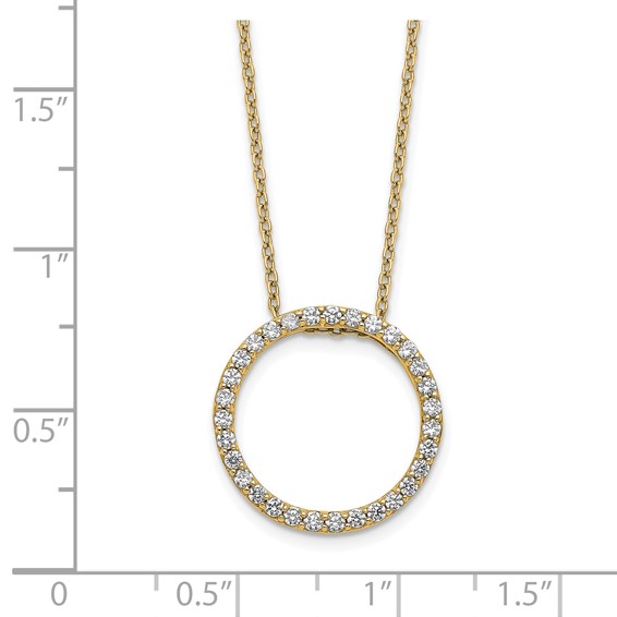 14k Polished 1/2 carat Diamond Circle 18 inch Necklace
