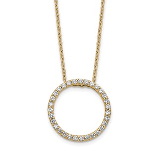 14k Polished 1/2 carat Diamond Circle 18 inch Necklace