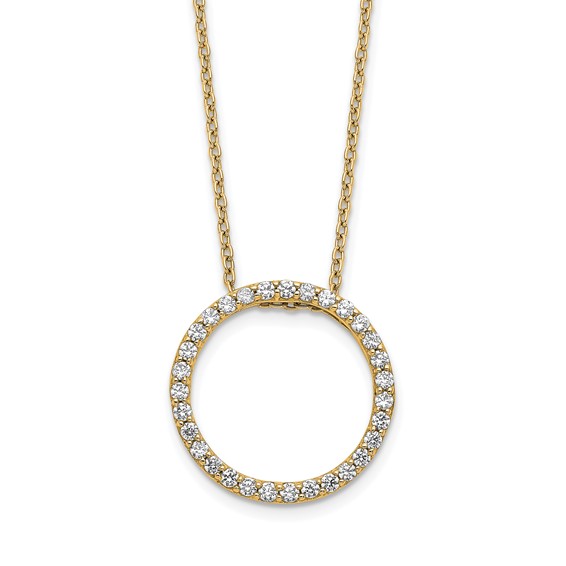 14k Polished 1/2 carat Diamond Circle 18 inch Necklace