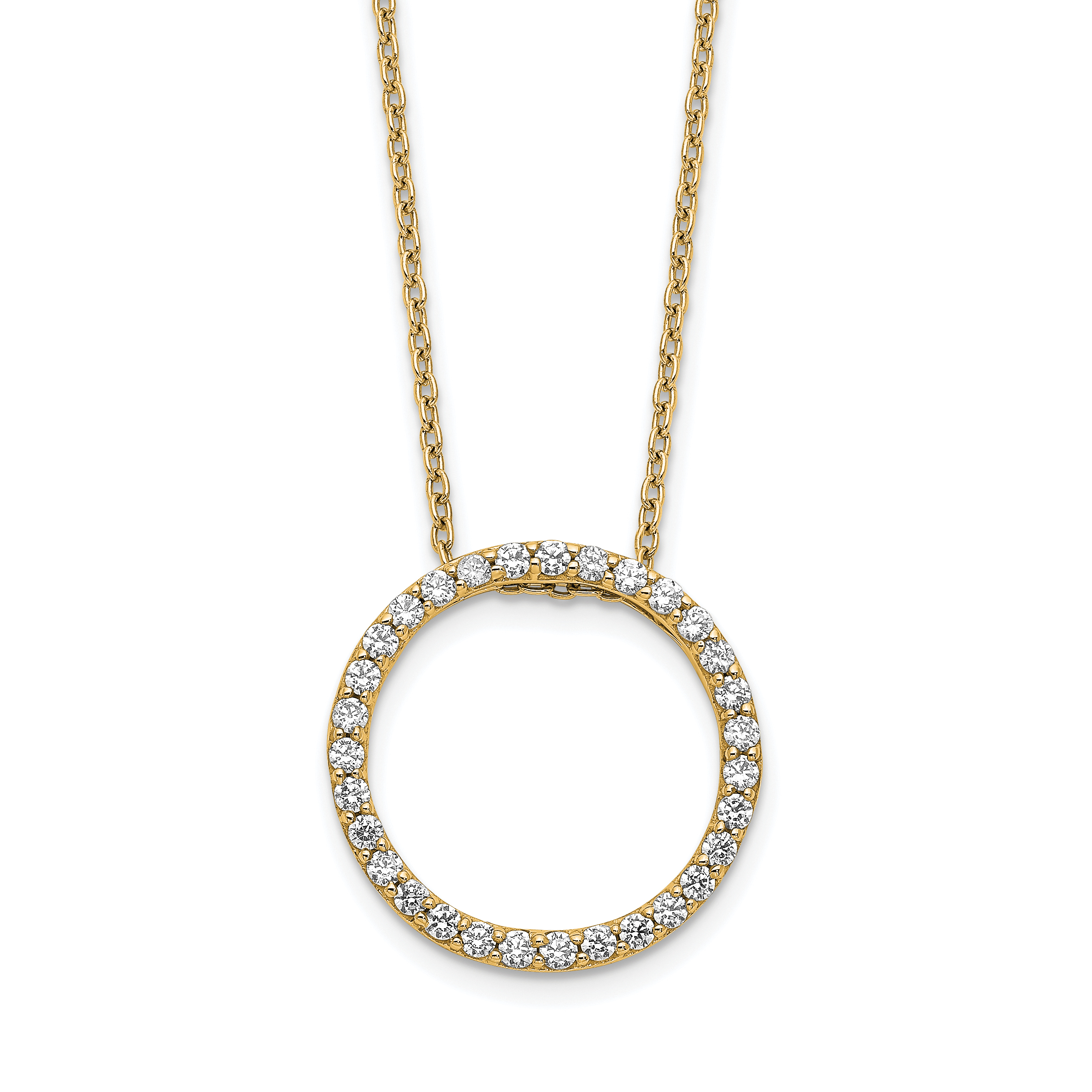 14k 1/2 carat Lab Grown Diamond VS/SI+ G+ 18 inch Round Pendant Necklace (PM3781-050-YLG)