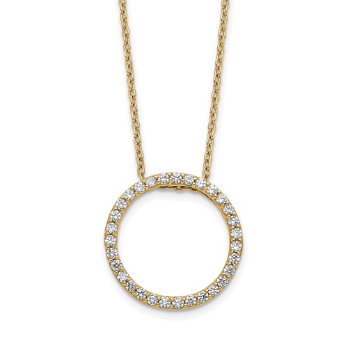 14K Yellow Gold 0.50 Carat Lab Grown Diamond VS SI+ G+ Round Pendant Necklace, 18"