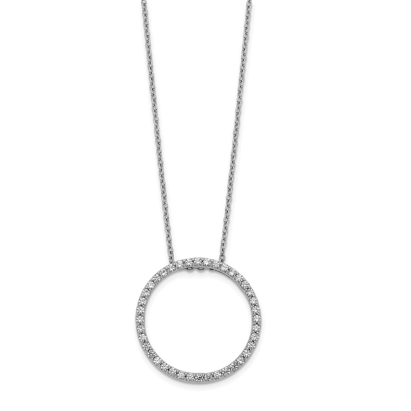 14k White Gold 5/8 carat Lab Grown Diamond VS/SI+ G+ 18 inch Round Pendant Necklace