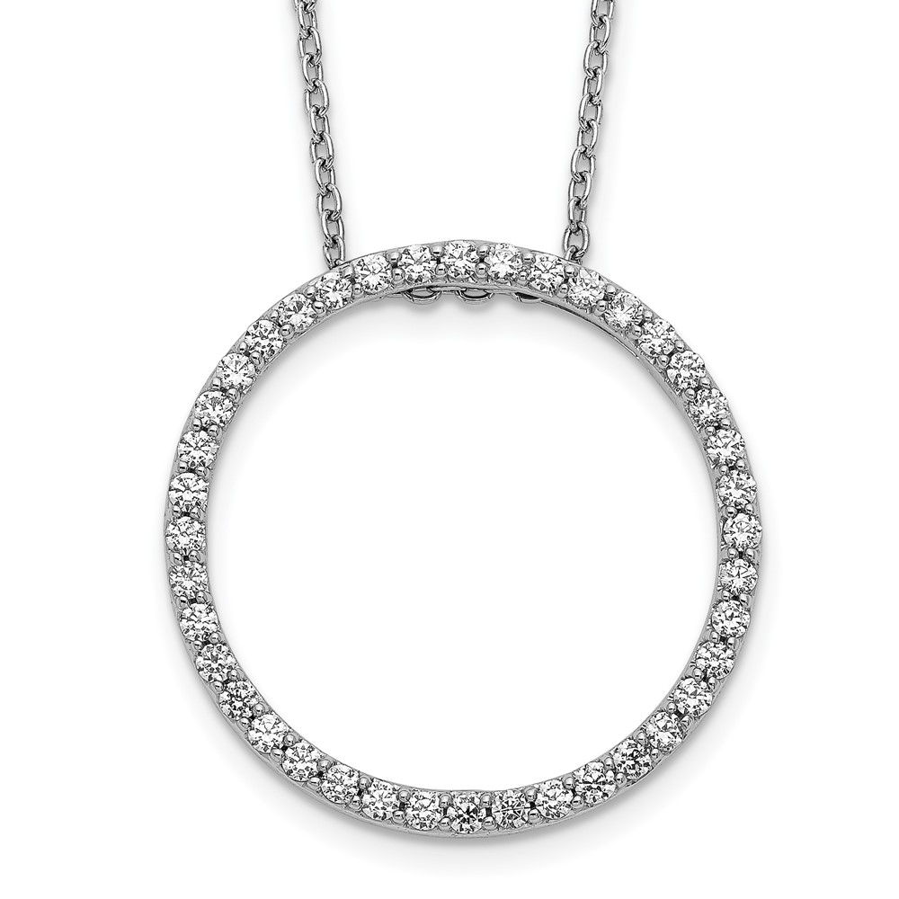 14K White Gold 0.62 Carat Lab Grown Diamond VS SI+ G+ Round Pendant Necklace, 18"