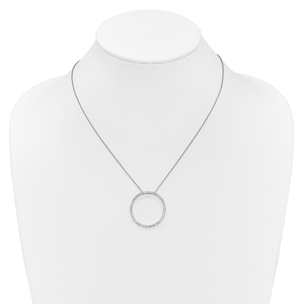 14k White Gold 3/4 carat Diamond Circle 18 inch Necklace (PM3781-080-WA)