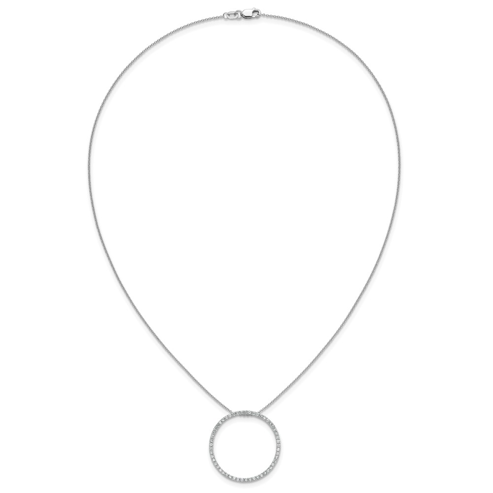 14k White Gold 3/4 carat Diamond Circle 18 inch Necklace (PM3781-080-WA)