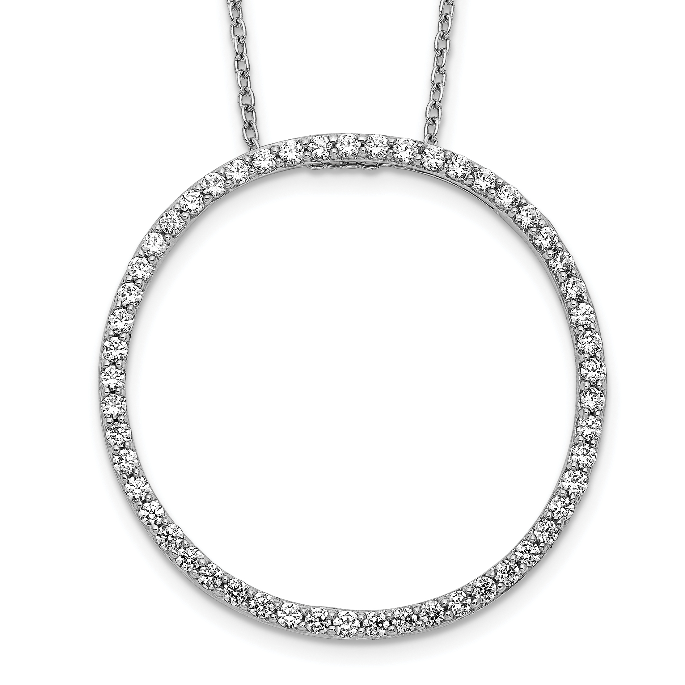 14k White Gold 3/4 carat Diamond Circle 18 inch Necklace (PM3781-080-WA)