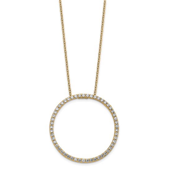 14k Yellow Gold Diamond Circle 18 inch Necklace