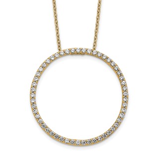 14k Yellow Gold Diamond Circle 18 inch Necklace