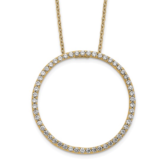14k Yellow Gold Diamond Circle 18 inch Necklace