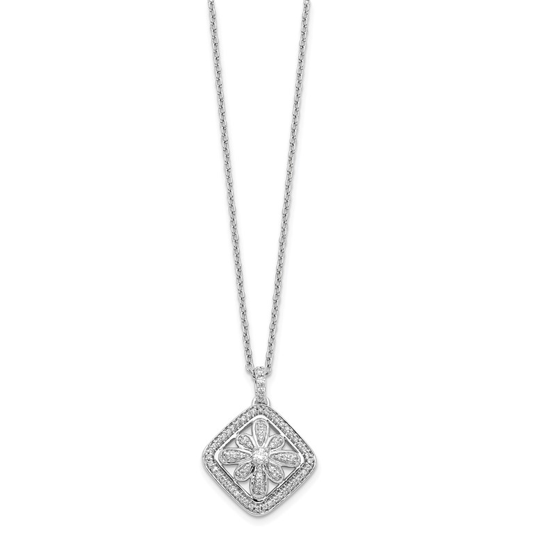 14k White Gold 1/4 carat Lab Grown Diamond VS/SI+ G+ 18 inch Vintage Pendant Necklace