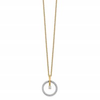 14K Two-Tone 0.20 Carat Lab Grown Diamond VS SI+ G+ Complete Circle Pendant Necklace, 18" view 2