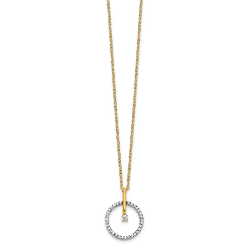 14k Two-Tone 1/5 carat Lab Grown Diamond VS/SI+ G+ Complete 18 inch Circle Pendant Necklace