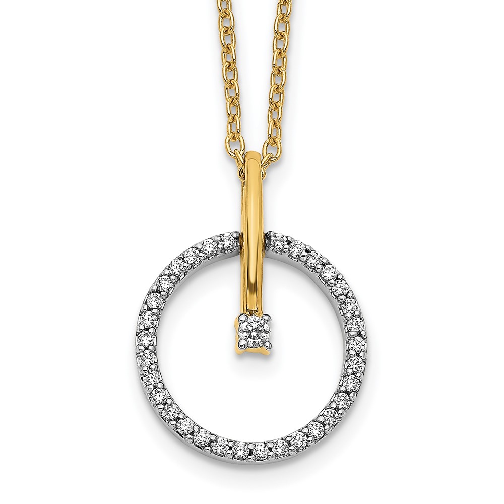 14K Two-Tone 0.20 Carat Lab Grown Diamond VS SI+ G+ Complete Circle Pendant Necklace, 18"