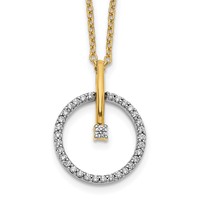 14K Two-Tone 0.20 Carat Lab Grown Diamond VS SI+ G+ Complete Circle Pendant Necklace, 18" view 1