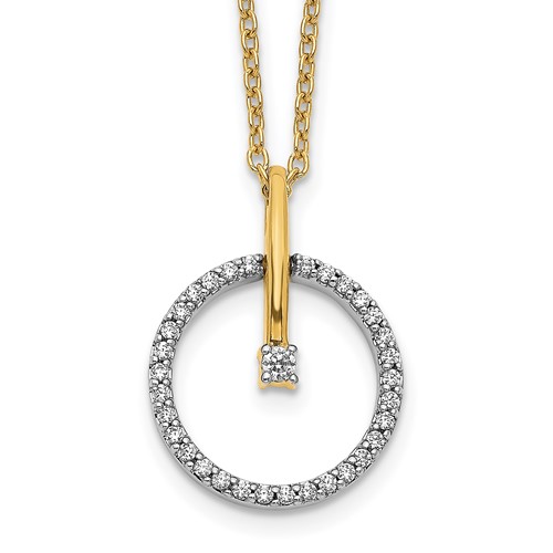 14K Two-Tone 0.20 Carat Lab Grown Diamond VS SI+ G+ Complete Circle Pendant Necklace, 18"