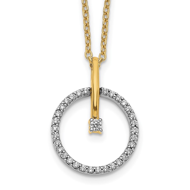 14k Two-Tone 1/5 carat Lab Grown Diamond VS/SI+ G+ Complete 18 inch Circle Pendant Necklace