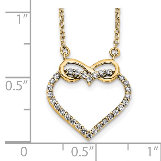 14k Yellow Gold Diamond Heart Infinity 18 inch Necklace