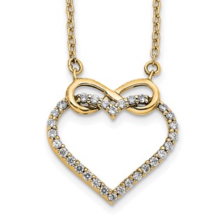 14k Yellow Gold Diamond Heart Infinity 18 inch Necklace