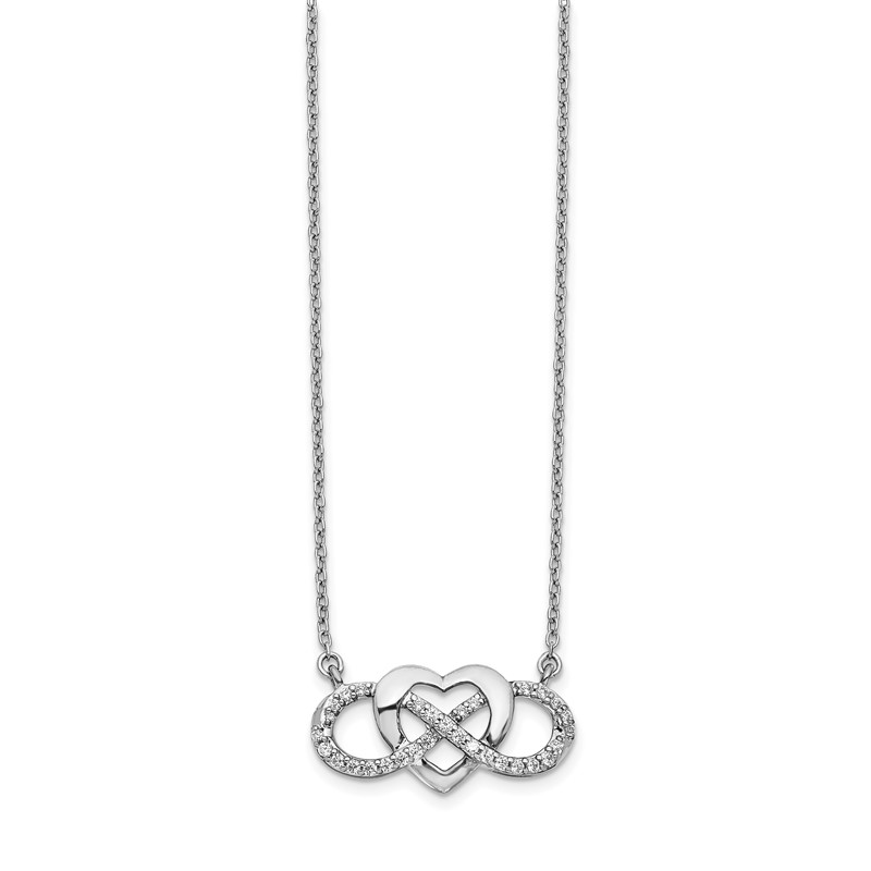 14k White Gold 1/5 carat Lab Grown Diamond VS/SI+ G+ Complete 18 inch Infinity Heart Necklace