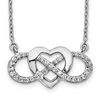 14K White Gold 0.20 Carat Lab Grown Diamond VS SI+ G+ Complete Infinity Heart Necklace, 18" view 1