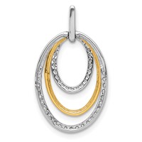 14K Two Tone 0.25 Carat Lab Grown Diamond VS SI+ G+ Complete Triple Oval Dangle Pendant view 3