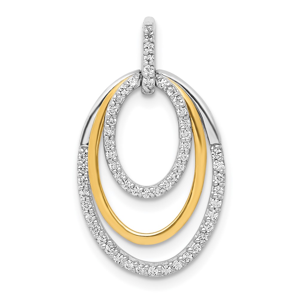 14k Two Tone 1/4 carat Lab Grown Diamond VS/SI+ G+ Complete Triple Oval Dangle Pendant (PM3820-025-YWLG)