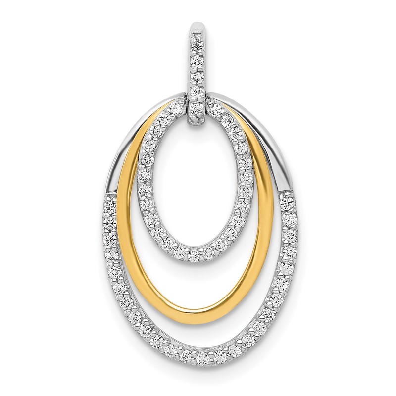 14k Two Tone 1/4 carat Lab Grown Diamond VS/SI+ G+ Complete Triple Oval Dangle Pendant