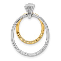 14K Two Tone 0.25 Carat Lab Grown Diamond VS SI+ G+ Complete Double Circle Dangle Pendant view 3