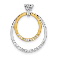 14K Two Tone 0.25 Carat Lab Grown Diamond VS SI+ G+ Complete Double Circle Dangle Pendant view 1