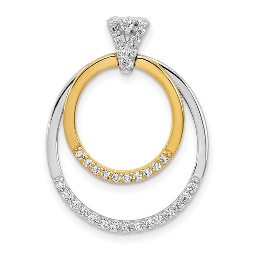 14K Two Tone 0.25 Carat Lab Grown Diamond VS SI+ G+ Complete Double Circle Dangle Pendant