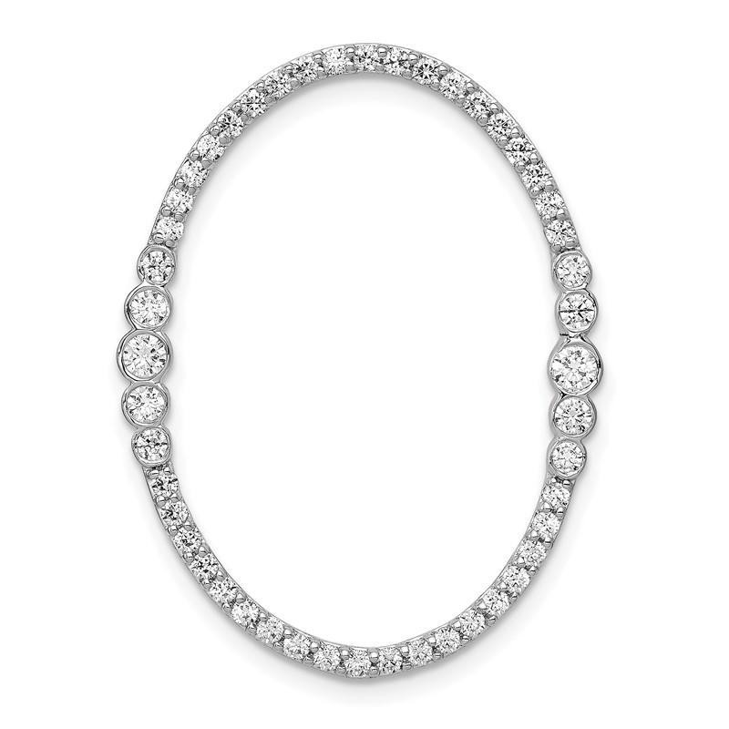 14k White Gold 3/4 carat Lab Grown Diamond VS/SI+ G+ Complete Oval Chain Slide Pendant