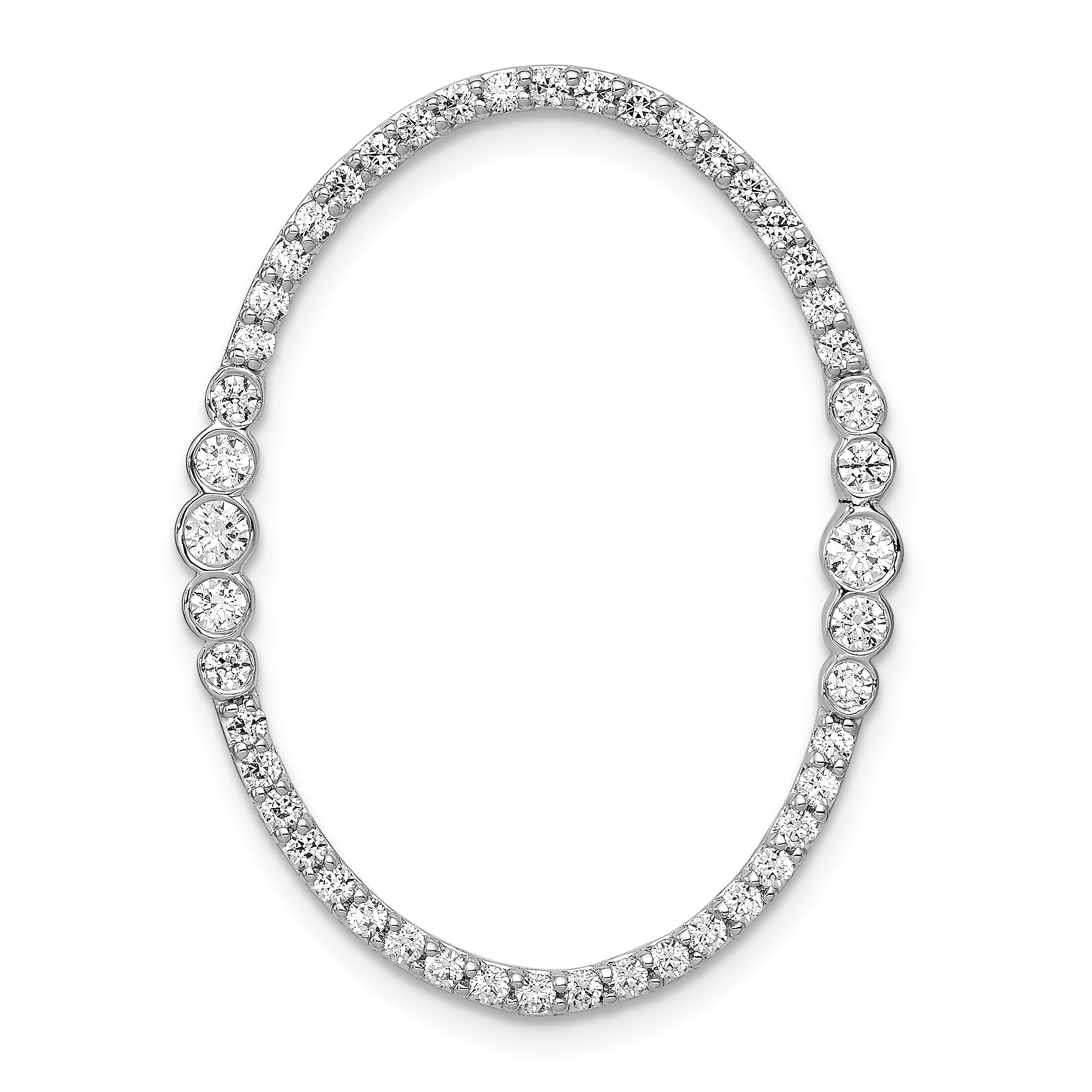 14k White Gold 3/4 carat Diamond Oval Chain Slide (PM3827-075-WA)