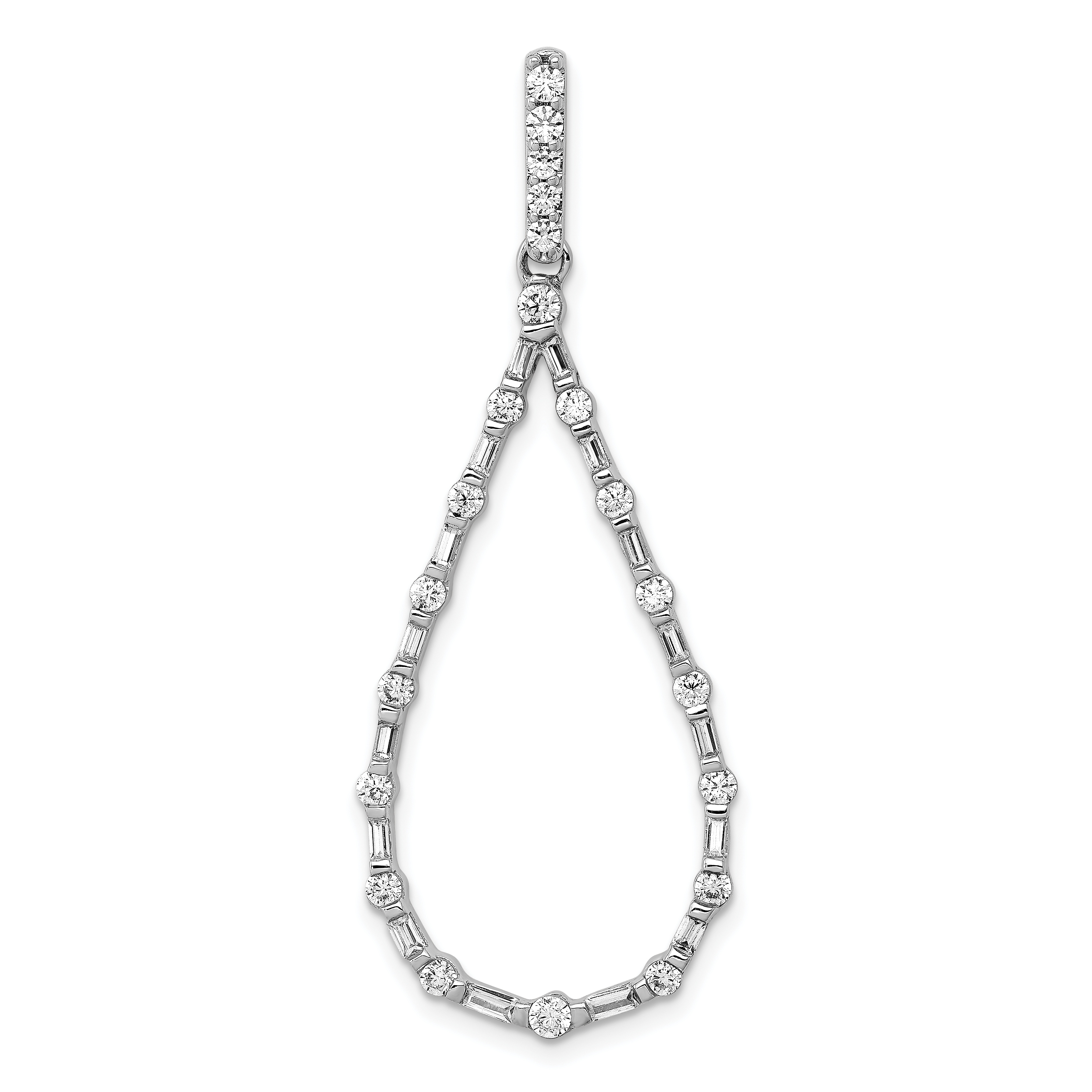14k White Gold 3/4 carat Diamond Teardrop Pendant (PM3829-075-WA)