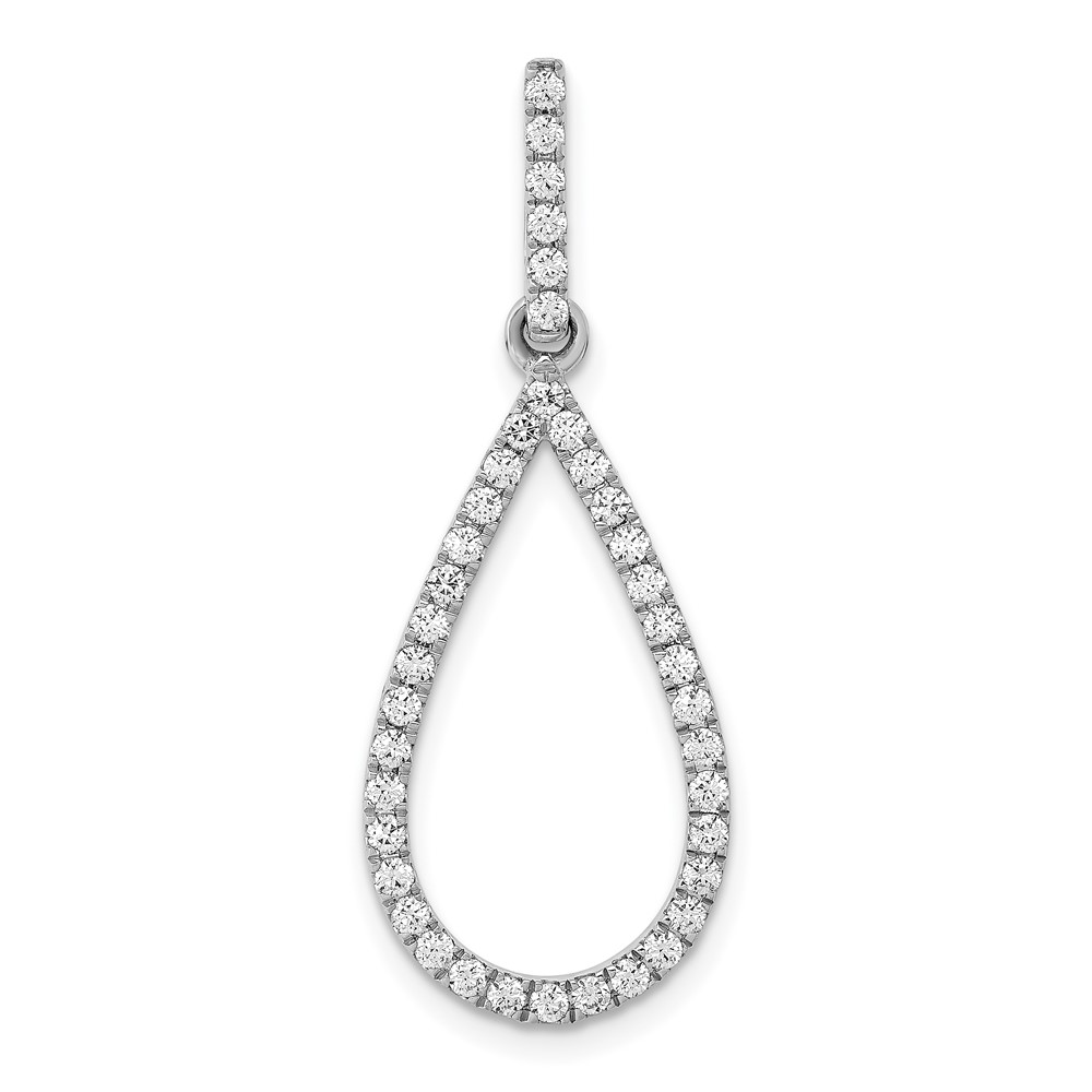14K White Gold 0.50 Carat Lab Grown Diamond VS SI+ G+ Complete Teardrop Dangle Pendant