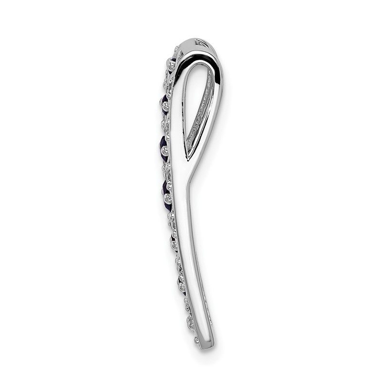 14k White Gold 1/5 carat Lab Grown Diamond VS/SI+ G+ and Lab Created Blue Sapphire Chain Slide Pendant