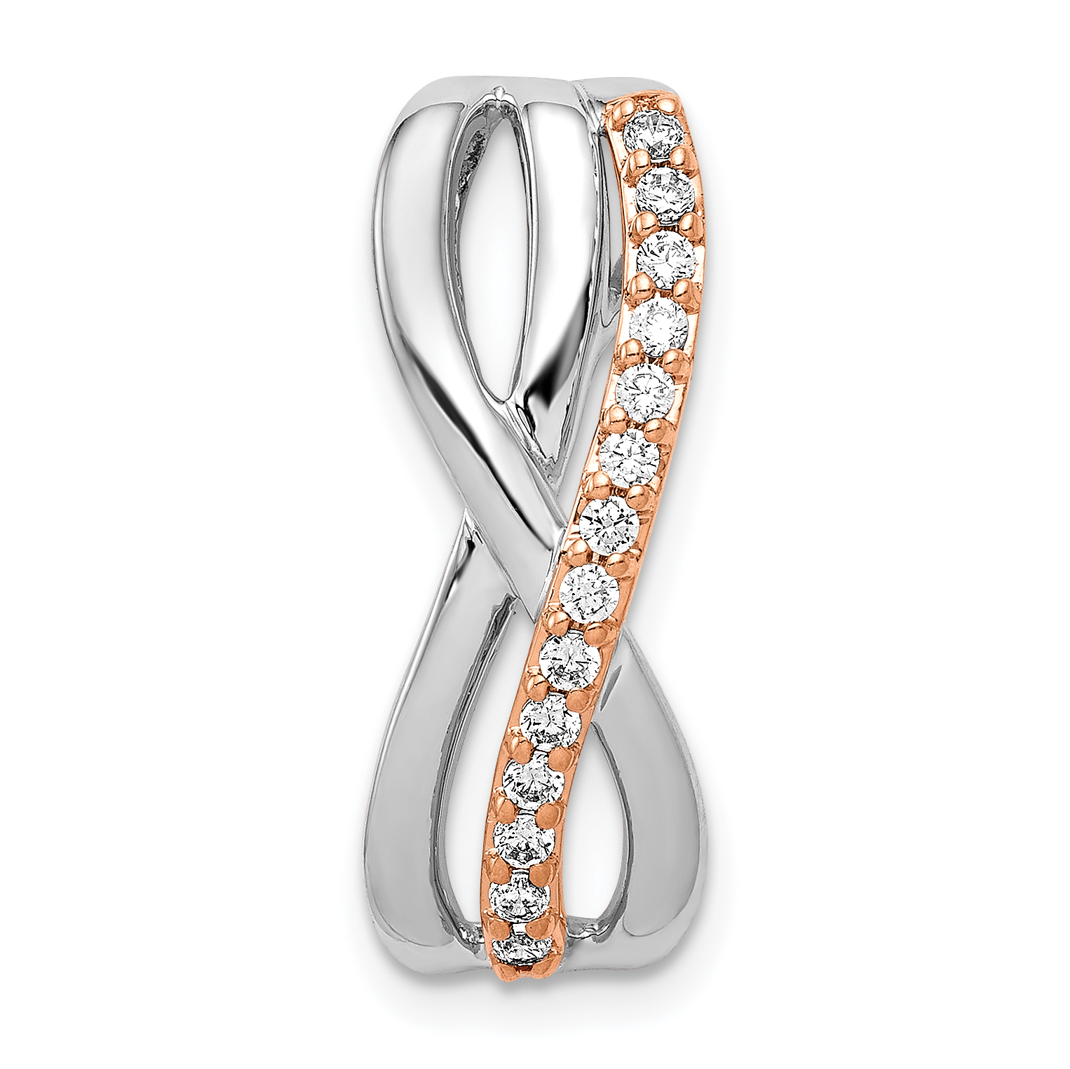 14k Rose and White Gold 1/5 carat Diamond Fancy Twisted Chain Slide (PM3858-020-RWA)
