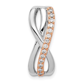 14k Rose and White Gold 1/5 carat Diamond Fancy Twisted Chain Slide