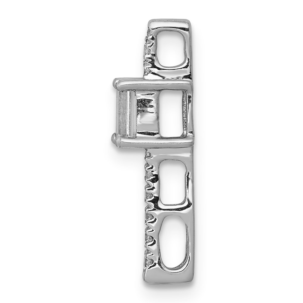14k White Gold Graduated Diamond and Rectangle Sapphire Fancy Chain Slide (PM3874-SA-008-WA)