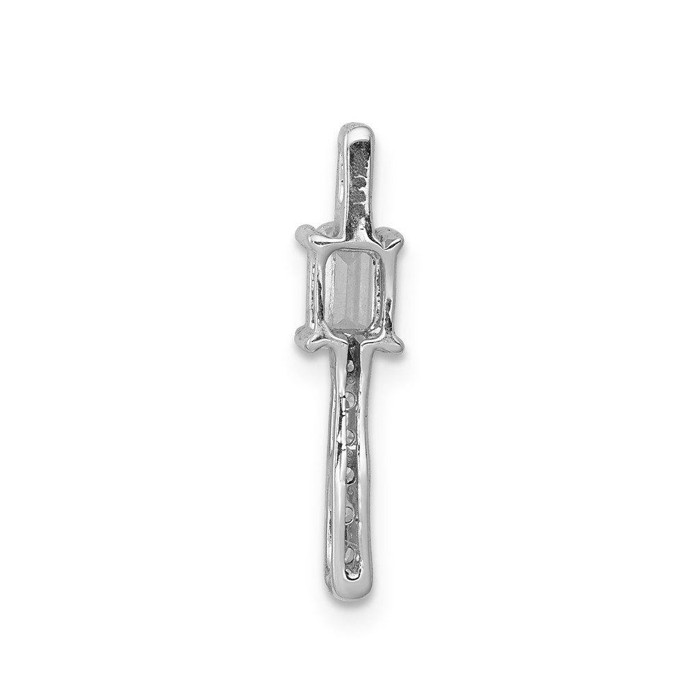 14k White Gold Graduated Diamond and Rectangle Sapphire Fancy Chain Slide (PM3874-SA-008-WA)