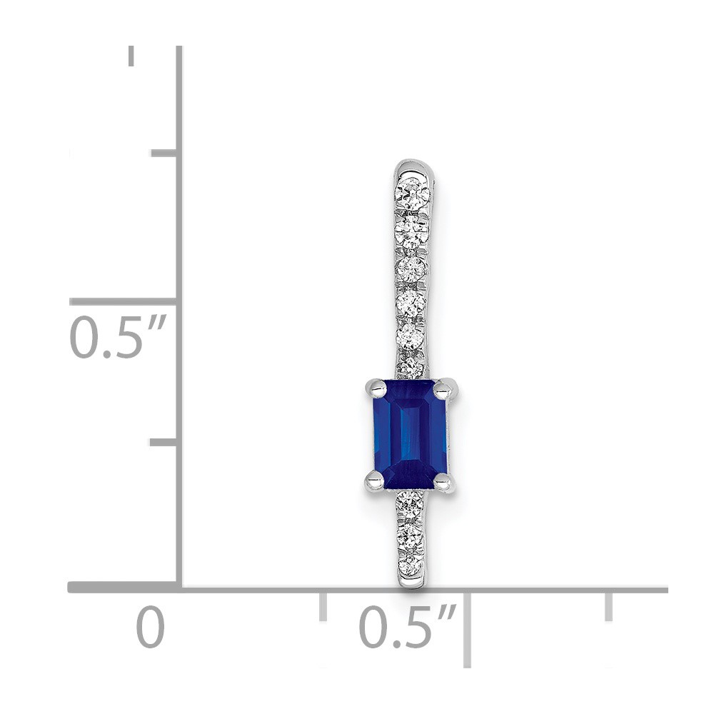 14k White Gold Graduated Diamond and Rectangle Sapphire Fancy Chain Slide (PM3874-SA-008-WA)