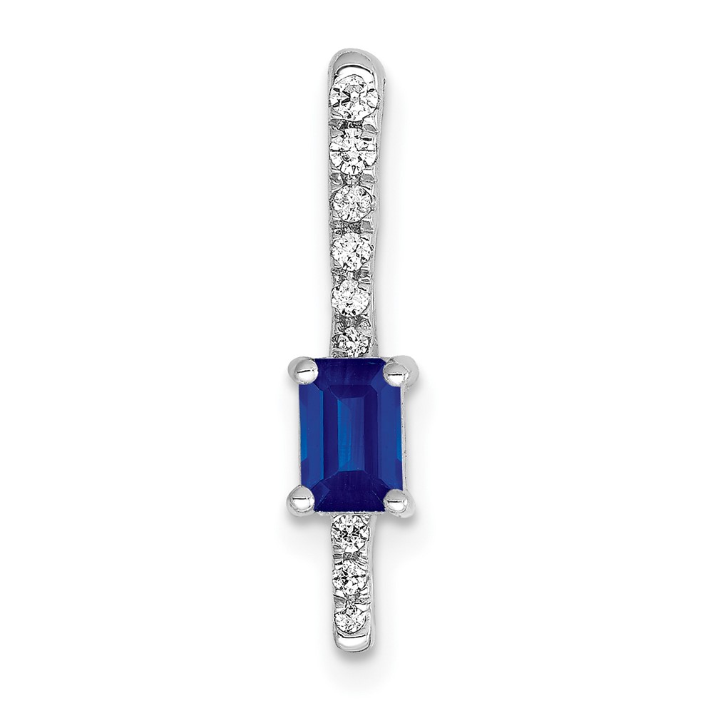 14k White Gold Graduated Diamond and Rectangle Sapphire Fancy Chain Slide (PM3874-SA-008-WA)