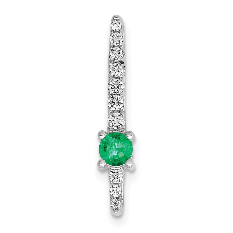 14k White Gold 1/6 carat Lab Grown Diamond VS/SI+ G+ and Lab Created Emerald Chain Slide Pendant