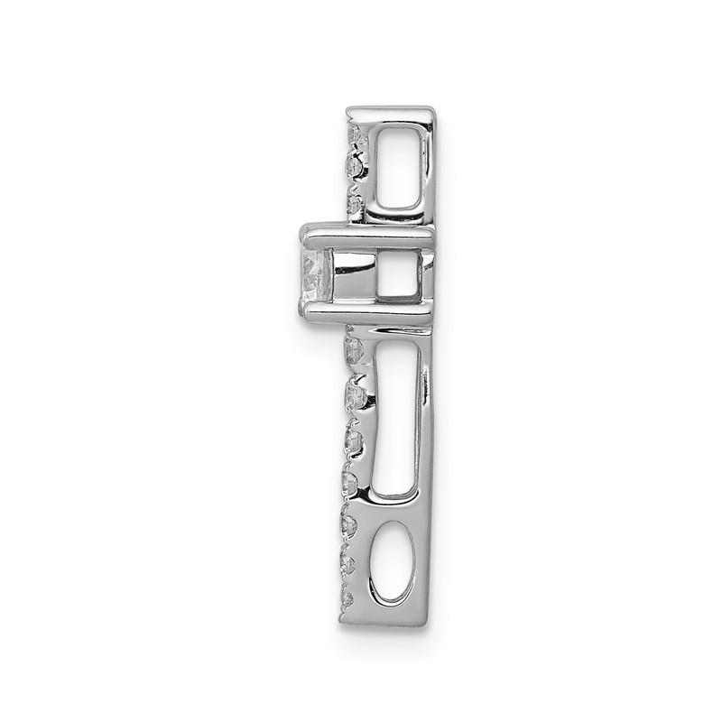 14k White Gold 1/6 carat Lab Grown Diamond VS/SI+ G+ and Lab Created Blue Sapphire Chain Slide Pendant