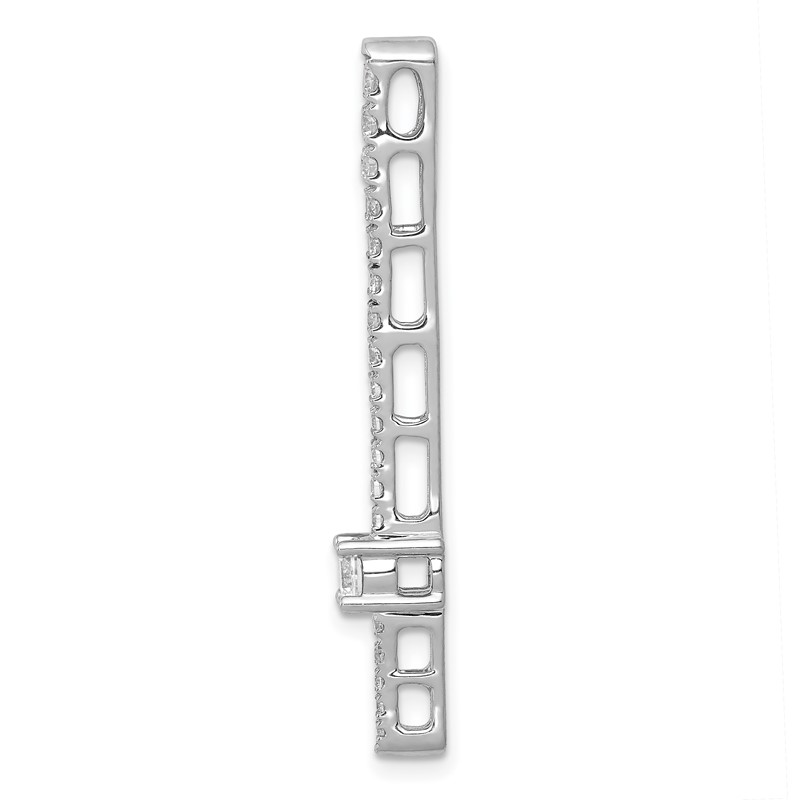 14k White Gold 5/8 carat Lab Grown Diamond VS/SI+ G+ Fashion Bar Chain Slide Pendant