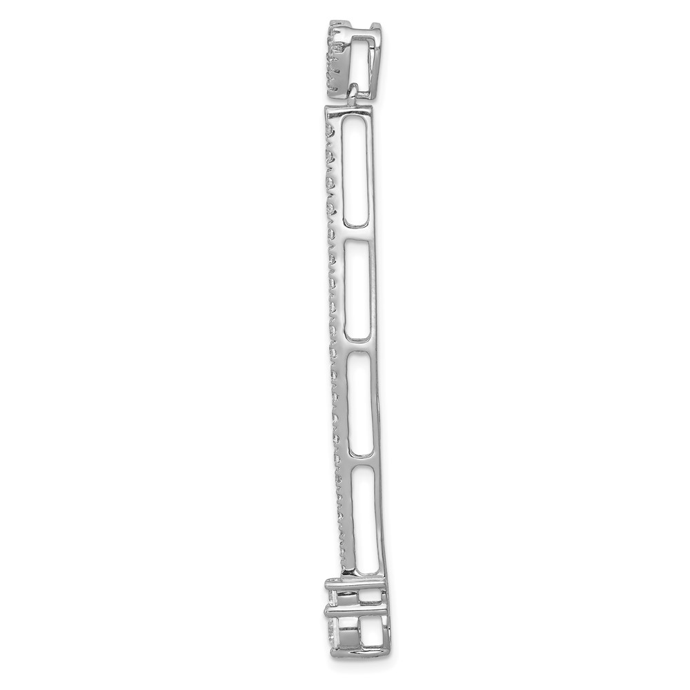 14k White Gold 1 carat Lab Grown Diamond VS/SI+ G+ Fashion Bar Chain Slide Pendant (PM3883-100-WLG)