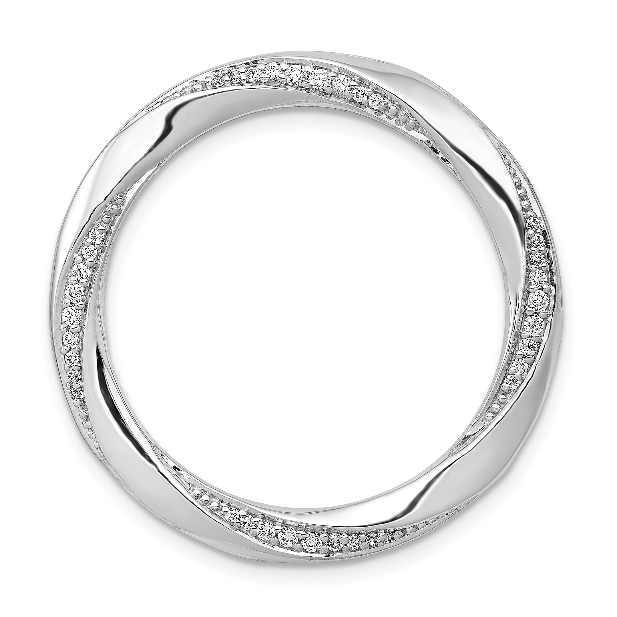 14k White Gold 1/5 carat Diamond Fancy Twist Circle Chain Slide (PM3889-020-WA)