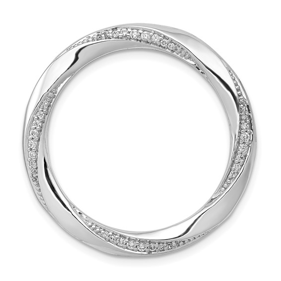 14k White Gold 1/5 carat Diamond Fancy Twist Circle Chain Slide